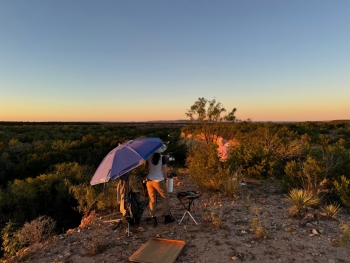 Baker & Bosch on hilltop at Cleere Ranch sunset e